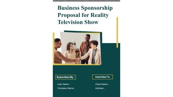 Business Sponsorship Proposal For Reality Television Show Example Document Report Doc Pdf Ppt