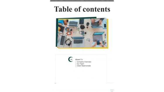 Business Sponsorship Proposal For Reality Television Show Table Of Contents One Pager Sample Example Document