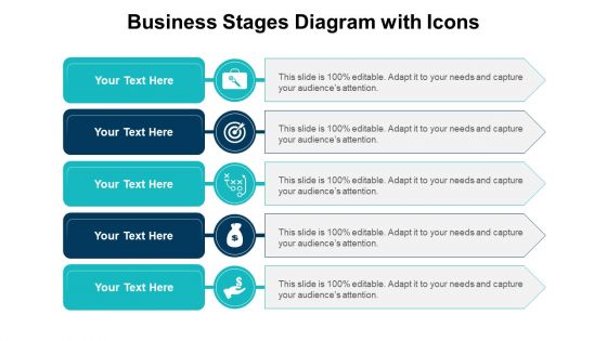 Business Stages Diagram With Icons Ppt PowerPoint Presentation Pictures Clipart PDF