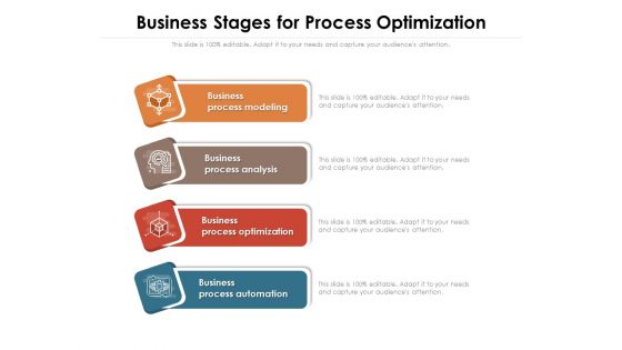 Business Stages For Process Optimization Ppt PowerPoint Presentation Professional Background Designs PDF