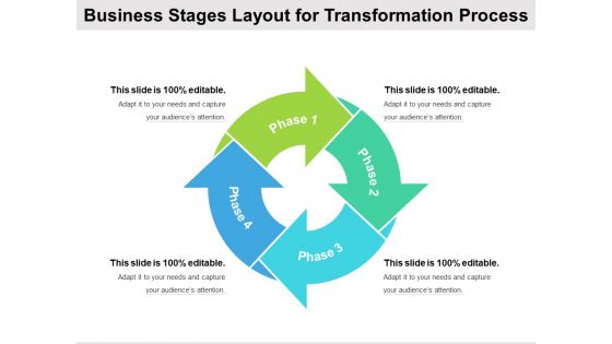 Business Stages Layout For Transformation Process Ppt PowerPoint Presentation Icon Gallery PDF