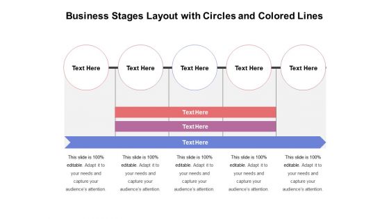 Business Stages Layout With Circles And Colored Lines Ppt PowerPoint Presentation Slides Templates PDF
