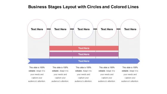 Business Stages Layout With Circles And Colored Lines Ppt PowerPoint Presentation Slides Templates PDF