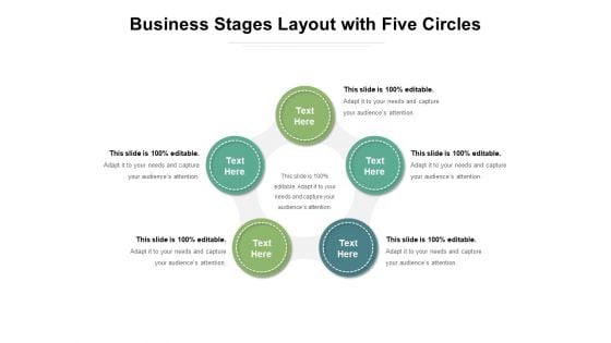 Business Stages Layout With Five Circles Ppt PowerPoint Presentation Model Graphics Download PDF