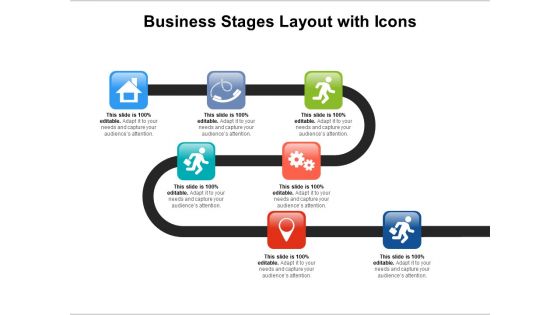 Business Stages Layout With Icons Ppt PowerPoint Presentation Pictures Slides PDF