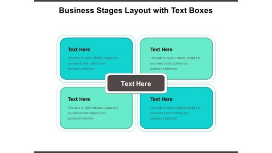 Business Stages Layout With Text Boxes Ppt PowerPoint Presentation Show Templates PDF