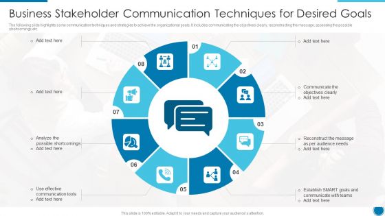 Business Stakeholder Communication Techniques For Desired Goals Information PDF