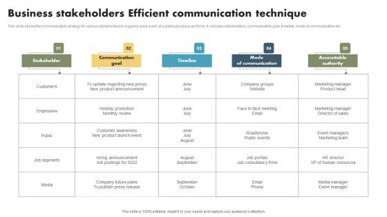 Business Stakeholders Efficient Communication Technique Professional PDF