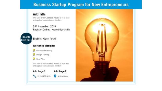 Business Startup Program For New Entrepreneurs Ppt PowerPoint Presentation File Styles PDF