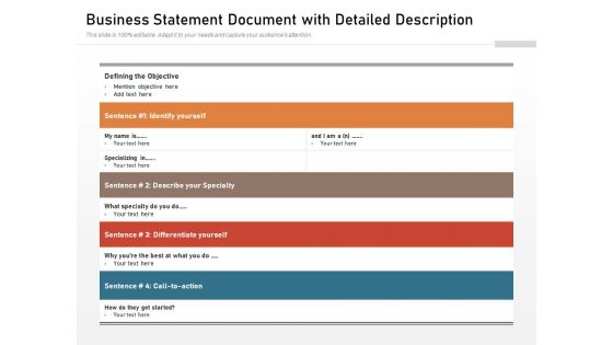 Business Statement Document With Detailed Description Ppt PowerPoint Presentation File Ideas PDF