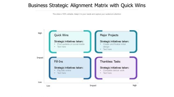 Business Strategic Alignment Matrix With Quick Wins Ppt PowerPoint Presentation Gallery Deck PDF Business Strategic Alignment Matrix With Quick Wins Ppt PowerPoint Presentation Gallery Deck PDF