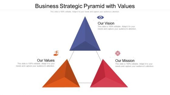 Business Strategic Pyramid With Values Ppt PowerPoint Presentation Gallery Design Ideas PDF
