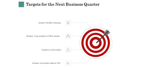 Business Strategies Targets For The Next Business Quarter Ppt Inspiration Master Slide PDF