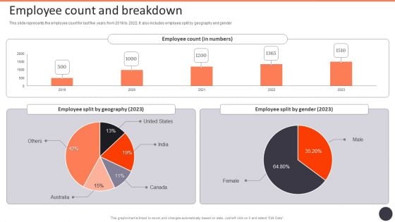 Business Strategy Consulting Solutions Company Outline Employee Count And Breakdown Portrait PDF