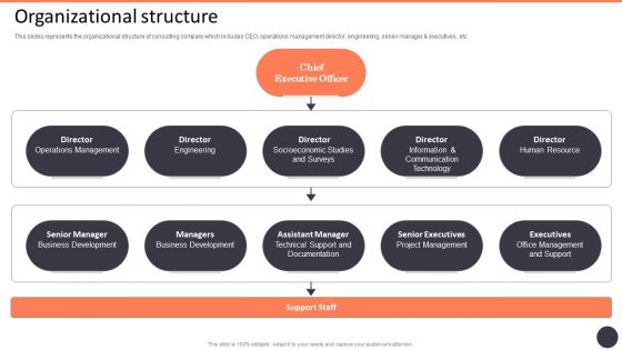 Business Strategy Consulting Solutions Company Outline Organizational Structure Designs PDF