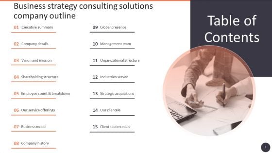 Business Strategy Consulting Solutions Company Outline Ppt PowerPoint Presentation Complete With Slides