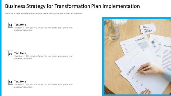 Business Strategy For Transformation Plan Implementation Ppt PowerPoint Presentation Gallery Tips PDF