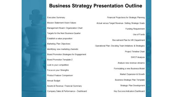 Business Strategy Presentation Outline Ppt PowerPoint Presentation File Introduction