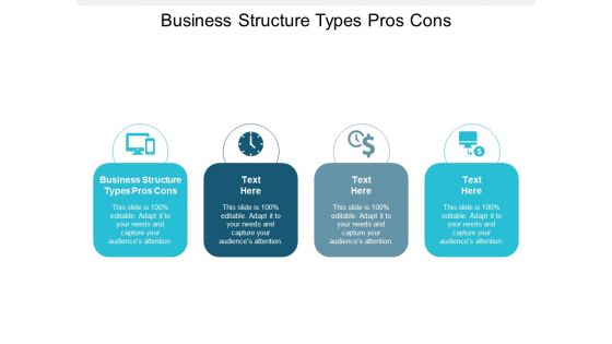 Business Structure Types Pros Cons Ppt PowerPoint Presentation Infographics Elements Cpb