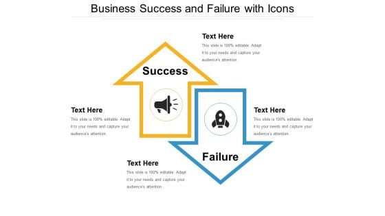 Business Success And Failure With Icons Ppt PowerPoint Presentation File Deck PDF