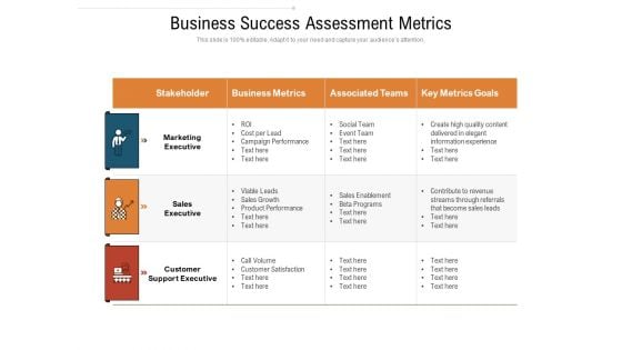 Business Success Assessment Metrics Ppt PowerPoint Presentation Gallery Graphics Pictures PDF