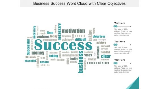 Business Success Word Cloud With Clear Objectives Ppt Powerpoint Presentation Infographic Template Backgrounds