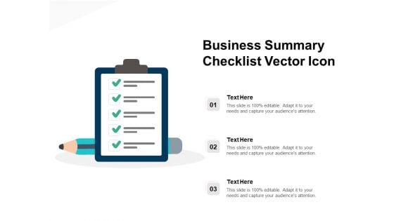 Business Summary Checklist Vector Icon Ppt PowerPoint Presentation Portfolio Microsoft PDF