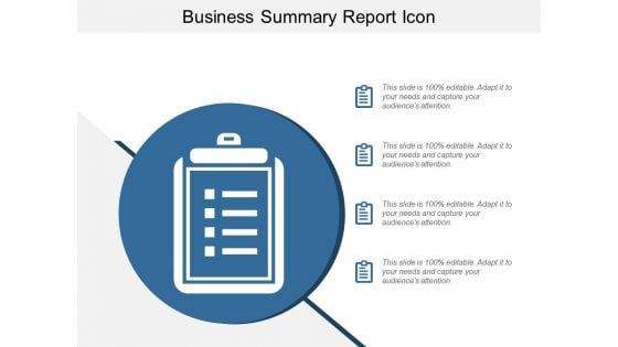 Business Summary Report Icon Ppt Powerpoint Presentation Styles Model