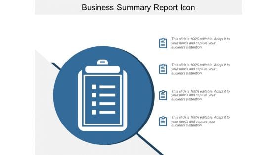 Business Summary Report Icon Ppt Powerpoint Presentation Styles Model