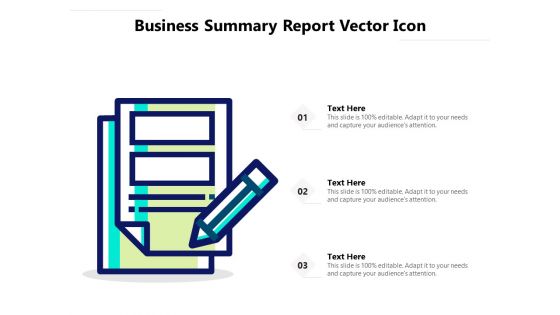 Business Summary Report Vector Icon Ppt PowerPoint Presentation Summary Templates PDF