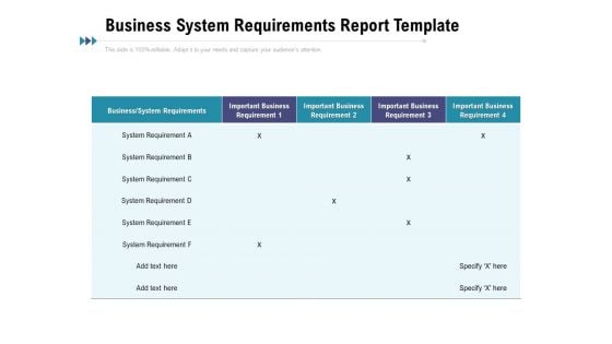 Business System Requirements Report Template Ppt PowerPoint Presentation Show Clipart PDF