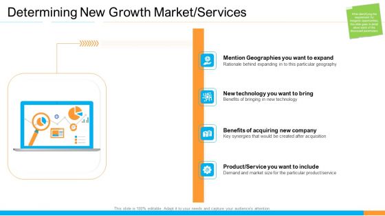 Business Takeover Plan For Inorganic Growth Determining New Growth Market Services Brochure PDF