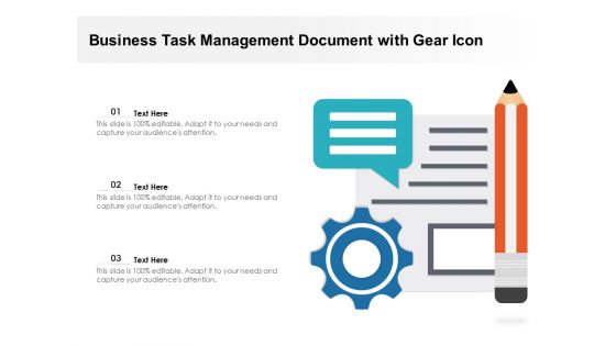 Business Task Management Document With Gear Icon Ppt PowerPoint Presentation Pictures Graphics PDF