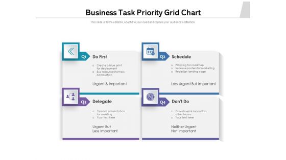 Business Task Priority Grid Chart Ppt PowerPoint Presentation Gallery Graphics Template PDF