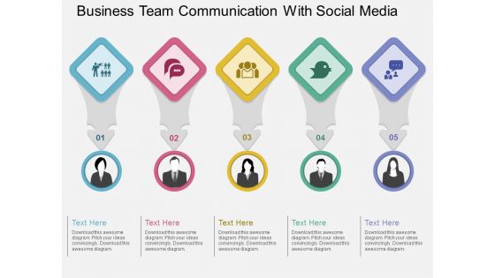 Business Team Communication With Social Media Powerpoint Template