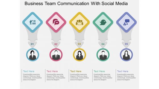 Business Team Communication With Social Media Powerpoint Template Business Team Communication With Social Media Powerpoint Template