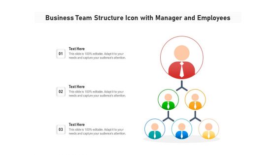 Business Team Structure Icon With Manager And Employees Ppt PowerPoint Presentation Icon Outline PDF