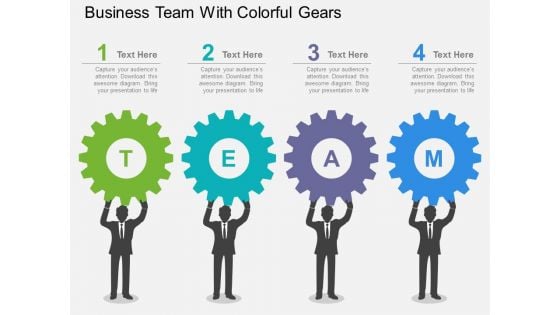 Business Team With Colorful Gears Powerpoint Template