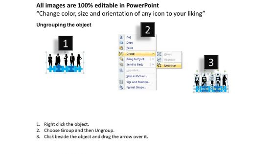 Business Team With Puzzle And Icons Powerpoint Template