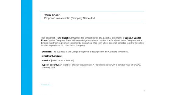 Business Term Sheet Ppt PowerPoint Presentation Complete Deck With Slides