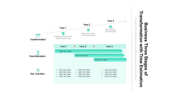 Business Three Stages Of Transformation With Time Estimation Ppt PowerPoint Presentation Ideas Aids PDF Business Three Stages Of Transformation With Time Estimation Ppt PowerPoint Presentation Ideas Aids PDF