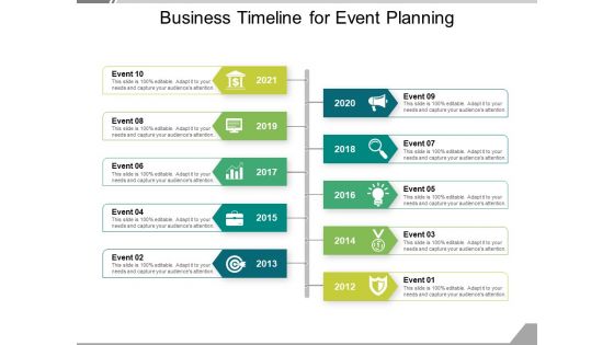 Business Timeline For Event Planning Ppt PowerPoint Presentation File Skills PDF