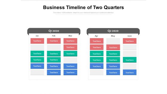 Business Timeline Of Two Quarters Ppt PowerPoint Presentation Visual Aids Styles PDF