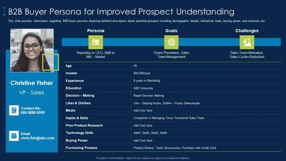 Business To Business Account B2B Buyer Persona For Improved Prospect Understanding Portrait PDF Business To Business Account B2B Buyer Persona For Improved Prospect Understanding Portrait PDF