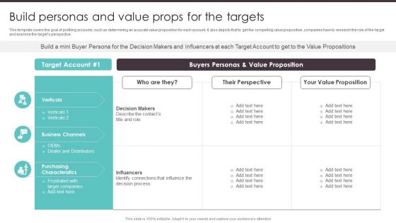 Business To Business Digital Build Personas And Value Props For The Targets Brochure PDF