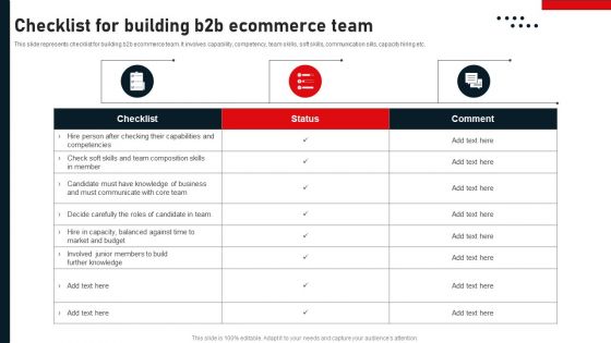 Business To Business Digital Channel Management Checklist For Building B2B Ecommerce Team Clipart PDF