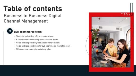 Business To Business Digital Channel Management Table Of Contents Mockup PDF