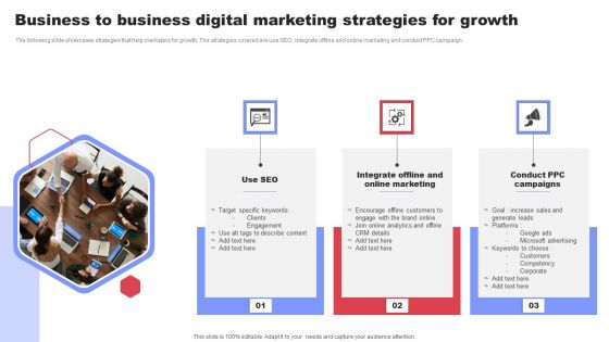 Business To Business Digital Marketing Strategies For Growth Ppt Slides Background Designs PDF