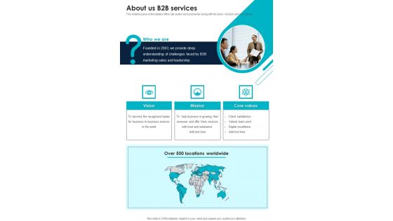 Business To Business Enterprise About Us B2b Services One Pager Sample Example Document