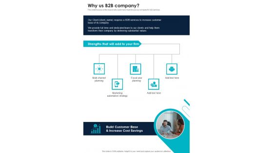 Business To Business Enterprise Why Us B2b Company One Pager Sample Example Document